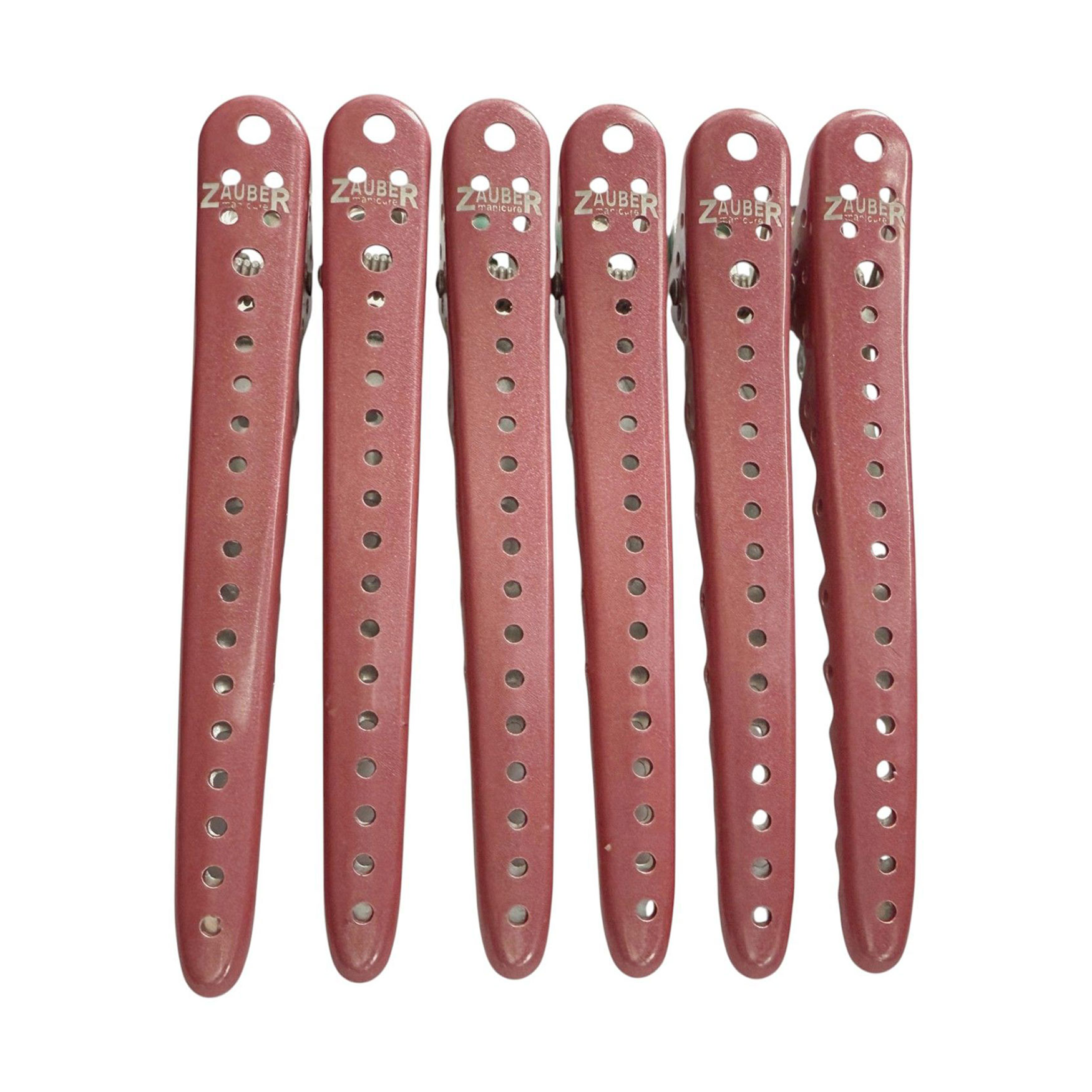 Перукарський затискач для волосся Zauber-manicure металевий, рожевий, 6 шт (06-095D-6)